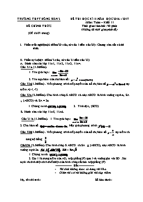 Đề thi học kỳ II môn Toán Khối 11 - Năm học 2016-2017 - Trường THPT Đông Sơn 2